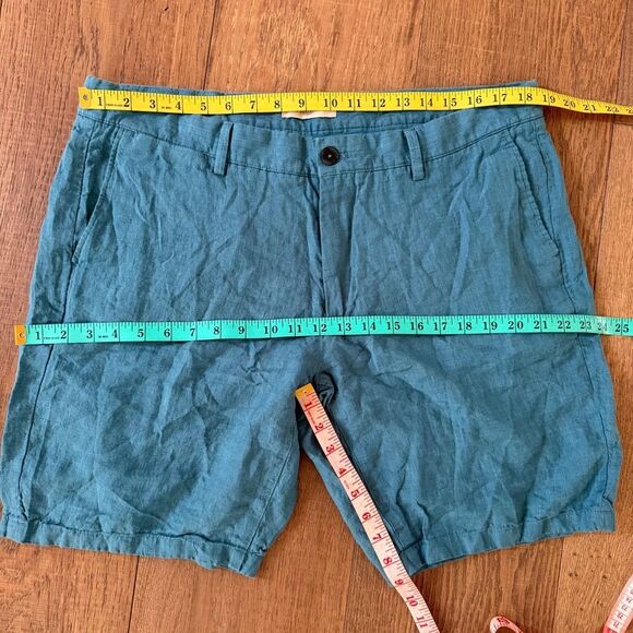 Mango MNG Sustainable 100% Linen Men's Shorts Blue US 38 - Picture 8 of 8